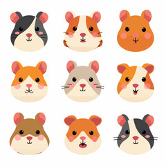 Set of hamsters vector illustrations on white background	