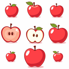 Set of apple vector illustrations on white background	