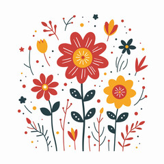Set of flowers, set of vector flowers on a white background	