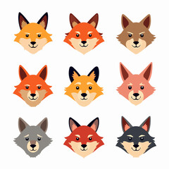 Fox Set Illustration on a white background, fox set icon	