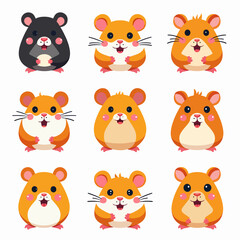 Set of hamsters vector illustrations on white background	