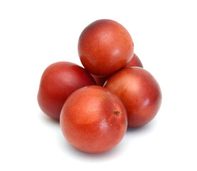 Red plum fruit isolated on white background