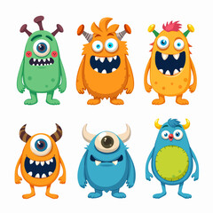 Set of monster vector illustrations on white background	