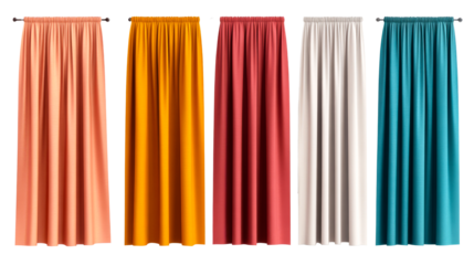 Colorful curtain collection with transparent background for home decor