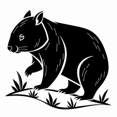 wombat black silhouette icon vector
