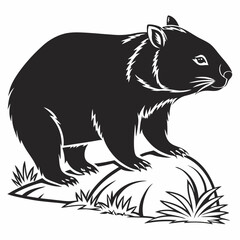 wombat black silhouette icon vector