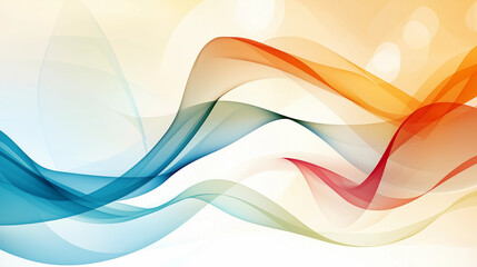 Fototapeta premium Colorful abstract waves flowing dynamically with gradient shades of blue, red, orange, and white.