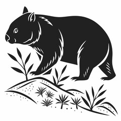 wombat black silhouette icon vector