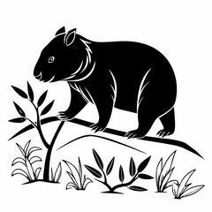 wombat black silhouette icon vector