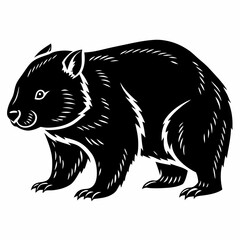 wombat black silhouette icon vector