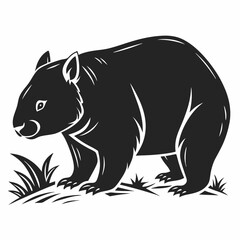 wombat black silhouette icon vector
