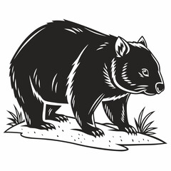 wombat black silhouette icon vector