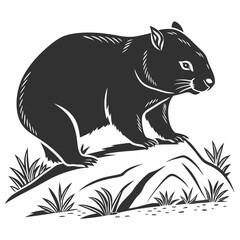 wombat black silhouette icon vector