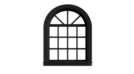 Elegant black arched window design with grid structure