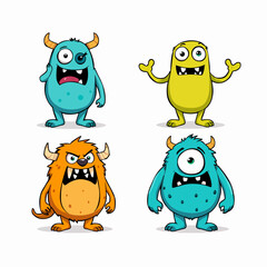 Set of monster vector illustrations on white background	