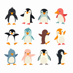 Set of penguins, penguin clipart vector for graphic resources	