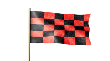 Checkerboard flag waving in the breeze on a clear day