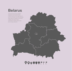Obraz premium Vector map country Belarus divided on regions