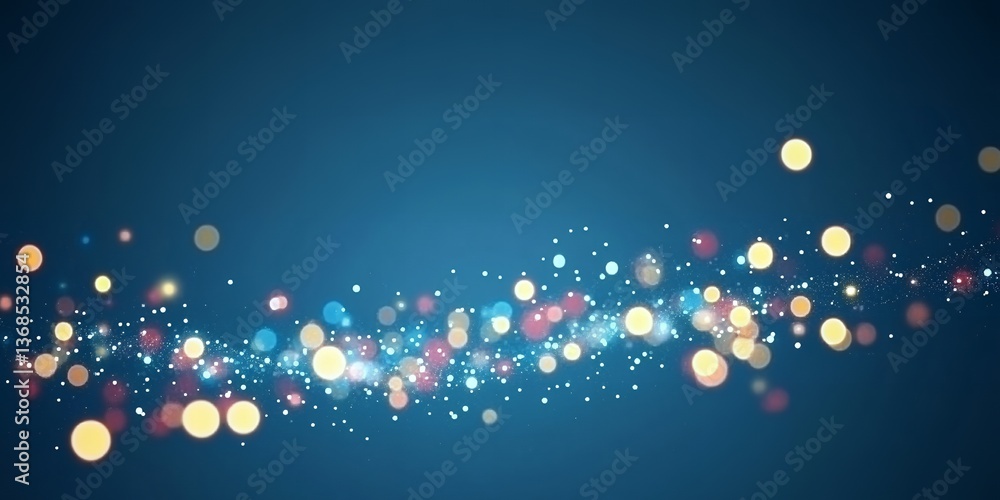 Poster abstract blue background with sparkling lights and bokeh effect ideal for festive designs