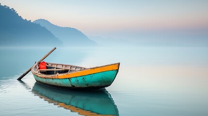 Naklejka premium Tranquil boat on calm water