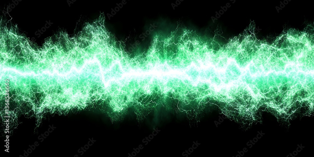 Poster abstract green energy lightning wave background design ideal for digital art projects and web design