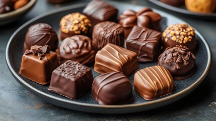 Assorted Gourmet Chocolate Assortment on Plate of excellence in splendor beyond compare with grace