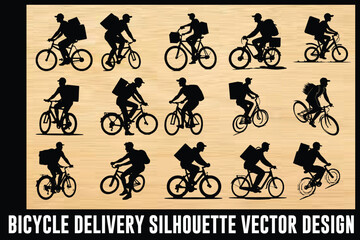  Bicycle Delivery Silhouette Vector Design:
