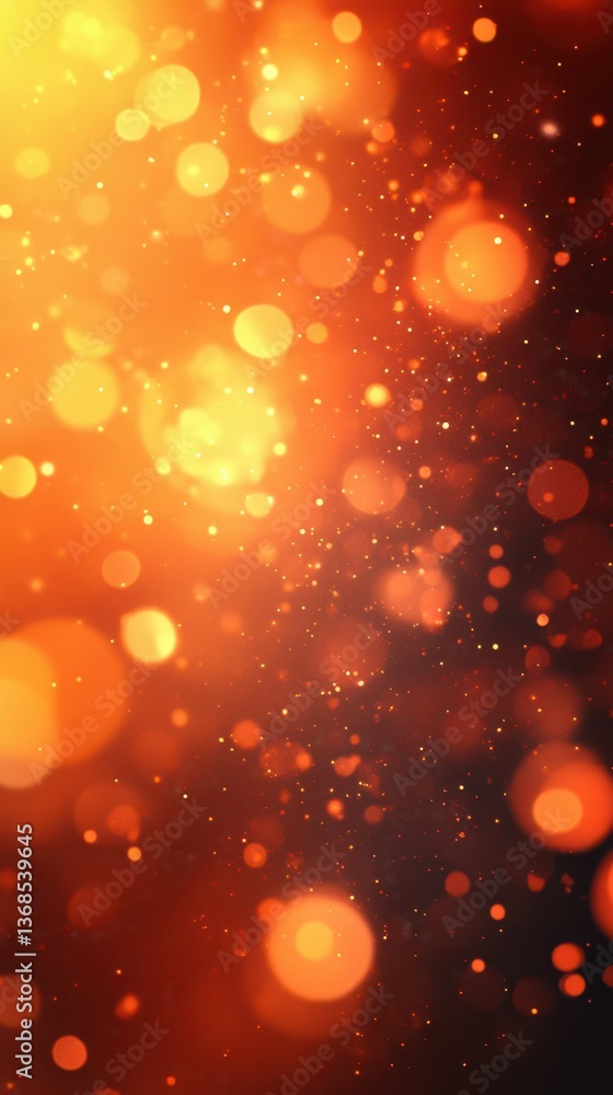 Poster vibrant orange bokeh effect creating a warm, abstract atmosphere in a dimly lit environment