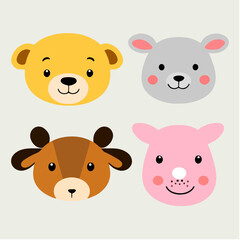 Set animal vector illustrations on white background	