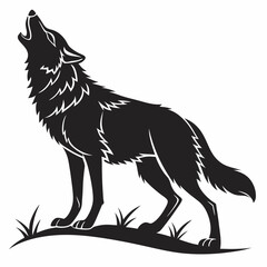 Wolf black silhouette icon vector
