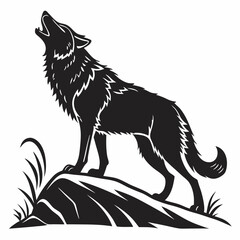 Wolf black silhouette icon vector