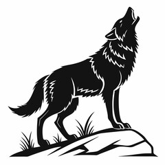Wolf black silhouette icon vector