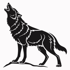 Wolf black silhouette icon vector