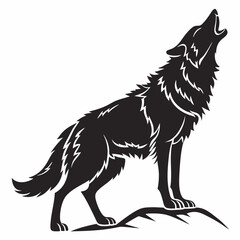 Wolf black silhouette icon vector