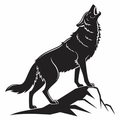 Wolf black silhouette icon vector