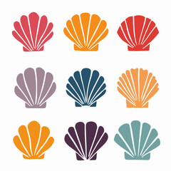 Cute seashell, starfish, clam. Sea shell set. Hand drawn vector illustration isolated on white background