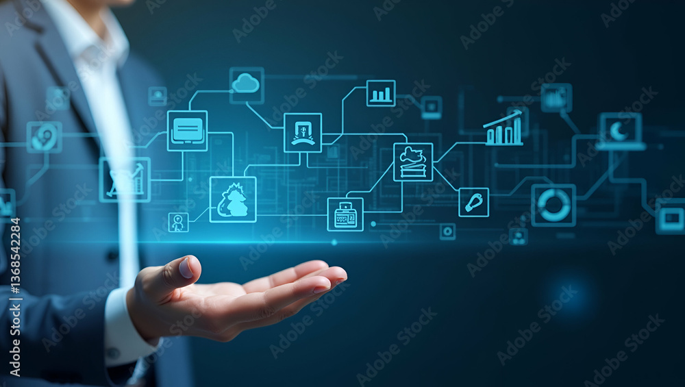 Poster 3d flat icon of businessperson with collaborative dashboards: symbolizing dashboard-driven internal 