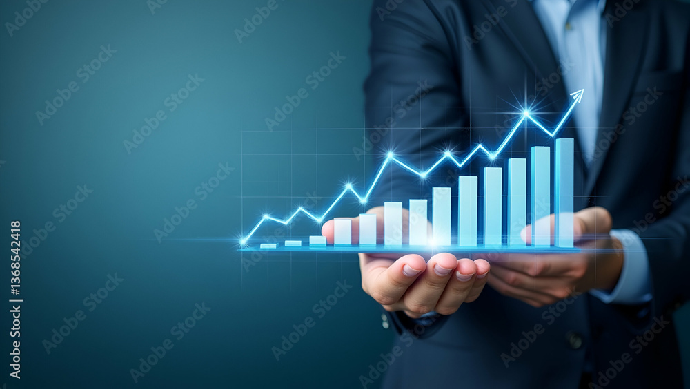 Poster conveyor system and financial chart double exposure: visualizing financial flow in distribution with
