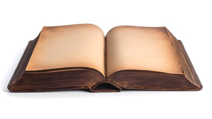 Fototapeta premium Professional Open Blank Brown Book on White Background for Design Projects