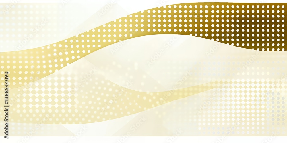Poster abstract gold and white wave background design with polka dots texture elegant and modern style