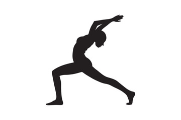 Yoga Silhouette Pose Vector Warrior Stretch Fitness Illustration 