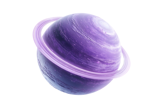 purple ring planet isolated on white or transparent background.