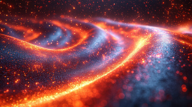 Quantum particle appears and disappears, creating a trail of shifting reality and illustrating quantum tunneling