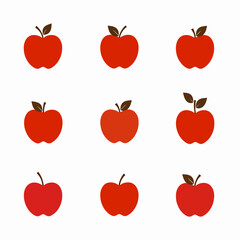 Red Apple vector logo isolated on white background, apple set flat vector illustration, apple set flat vector illustration.

