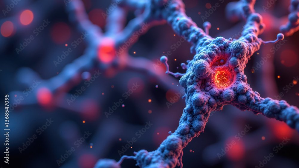 Poster a detailed microscopic view of a nicotinamide adenine dinucleotide molecule within a cellular networ