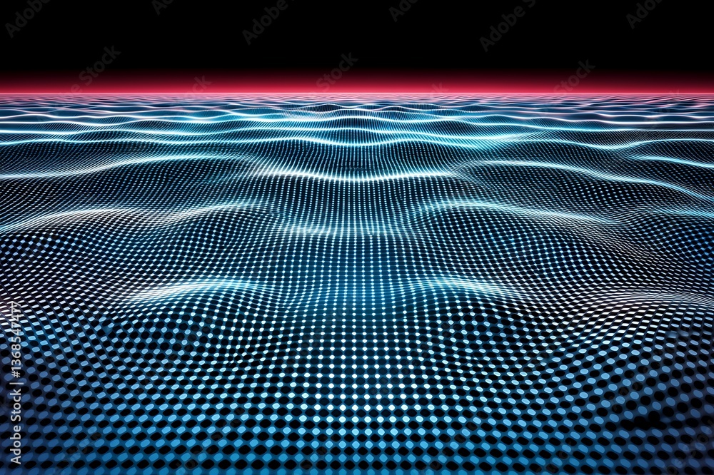 Poster abstract digital wave background futuristic technology design glowing dots pattern