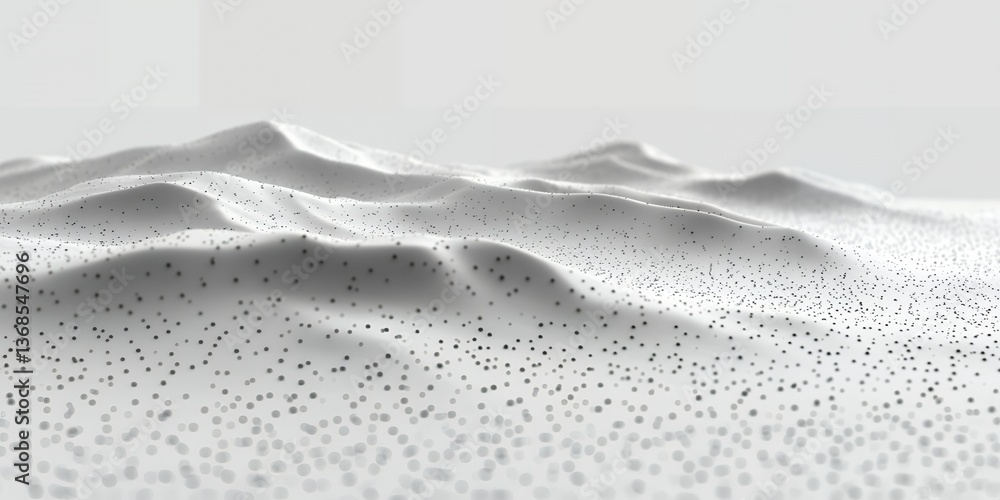 Poster abstract white wavy surface with scattered dark dots digital background texture