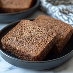 Toasted Rye Bread on Plate.