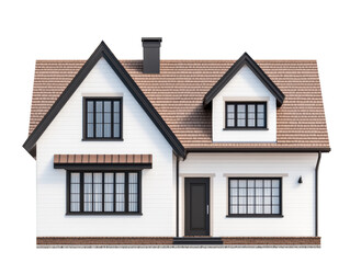 Modern residential house design with classic features and charm on a transparent background, cut out