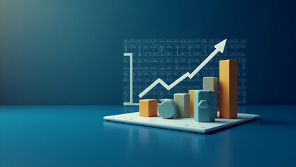 3D Flat Icon: Automated Storage System & Cost Analysis Chart for Optimization